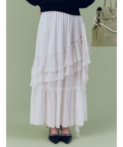 【WEB限定00サイズ】イレヘムティアードスカート