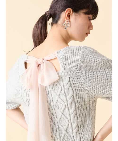 WEB限定カラー】[L.B CANDY STOCK]シフォンリボンビジューニッ