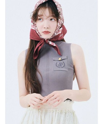 ポケットディテールリブニットトップス