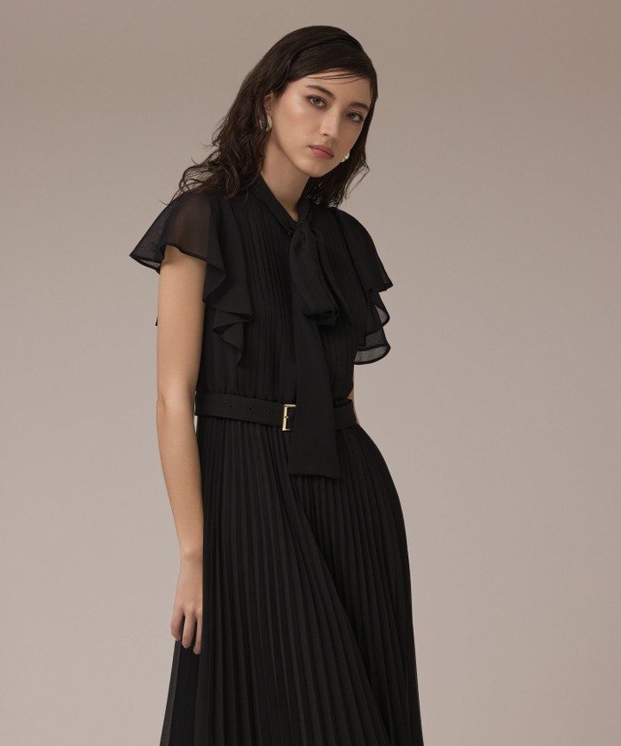 GRACECONTINENTAL ボウタイプリーツドレス ブラック 36