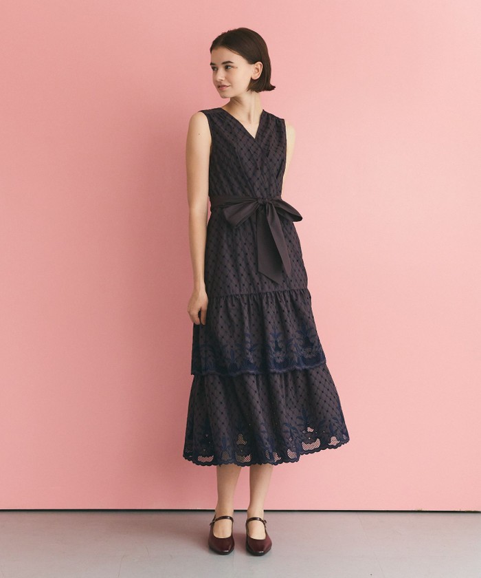 GRACECONTINENTAL カットワークembドレス ブラウン 38 GRACECONTINENTAL カットワークembドレス ブラウン 38
