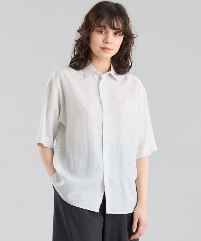 GREY LABEL ストライプショートスリーブレギュラーカラーシャツ