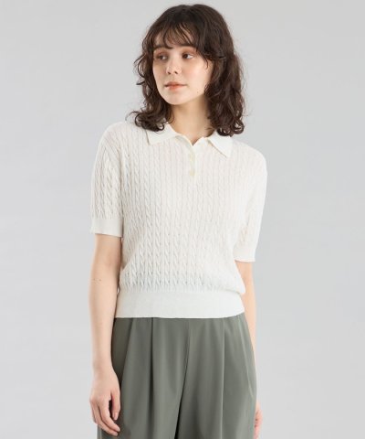 GREY LABEL ハイベージケーブルニットポロ