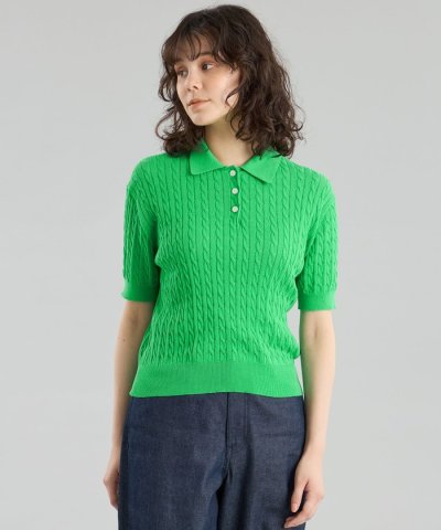 GREY LABEL ハイベージケーブルニットポロ