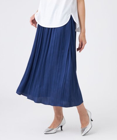 【ウォッシャブル】プリーツ調バックサテンスカート