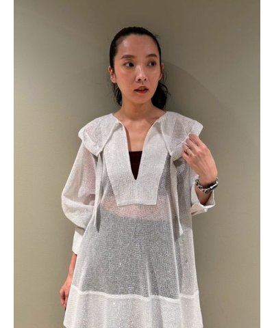 ラメメッシュブラウス