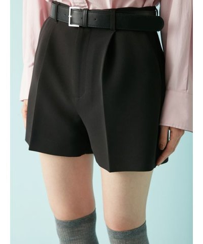 ベルト付きハイウエストショートパンツ