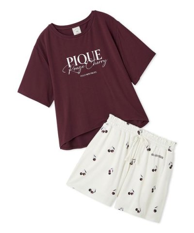 【ONLINE限定】ルージュチェリーレーヨンロゴTシャツ＆ショートパンツセット