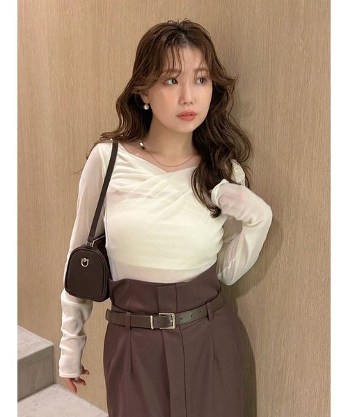tシャツ デコルテタックフロッキーチュールトップス レディース デコルテタックフロッキーチュールトップス(508369214)｜阪急