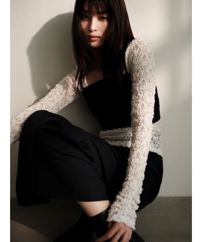 2wayスクエアネックレーストップス