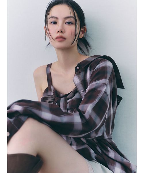 オンブレラメチェックアシメシャツ(508369224)|阪急百貨店公式通販 オンブレラメチェックアシメシャツ(508369224)|阪急百貨店公式通販