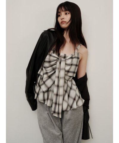 オンブレラメチェックリボンキャミ