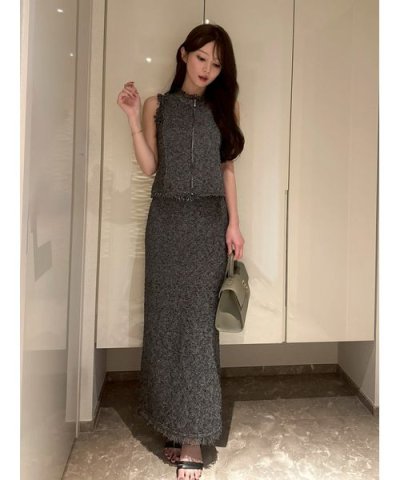 ラメスラブヤーンニットタイトスカート