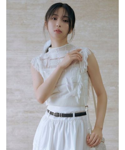 チェックジャカードニットトップス