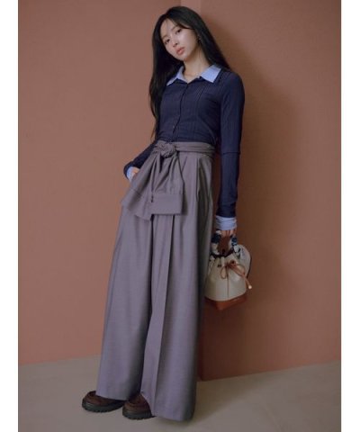 ウエストロールタックワイドパンツ／ハンドウォッシャブル