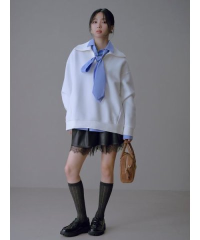 レースヘムレザーライクショートパンツ