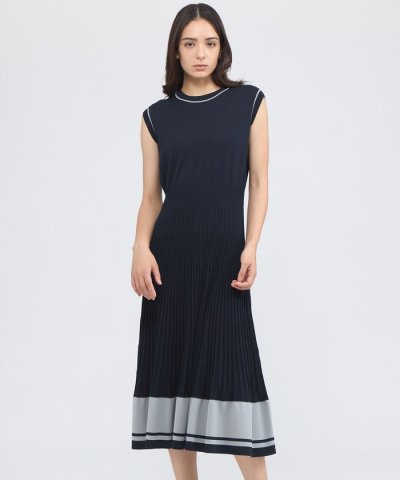 コットンボーダー ニットワンピース