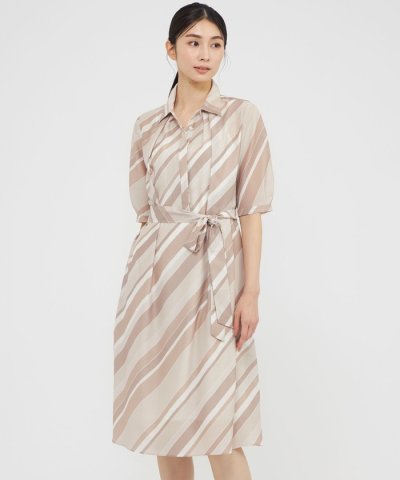 【ウォッシャブル】ジオメトリーパターンプリント　ワンピース