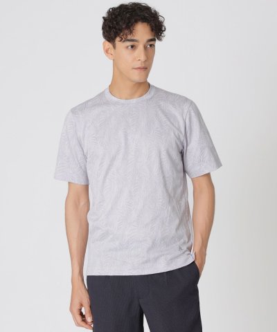 リーフ柄ジャカードTシャツ（半袖）