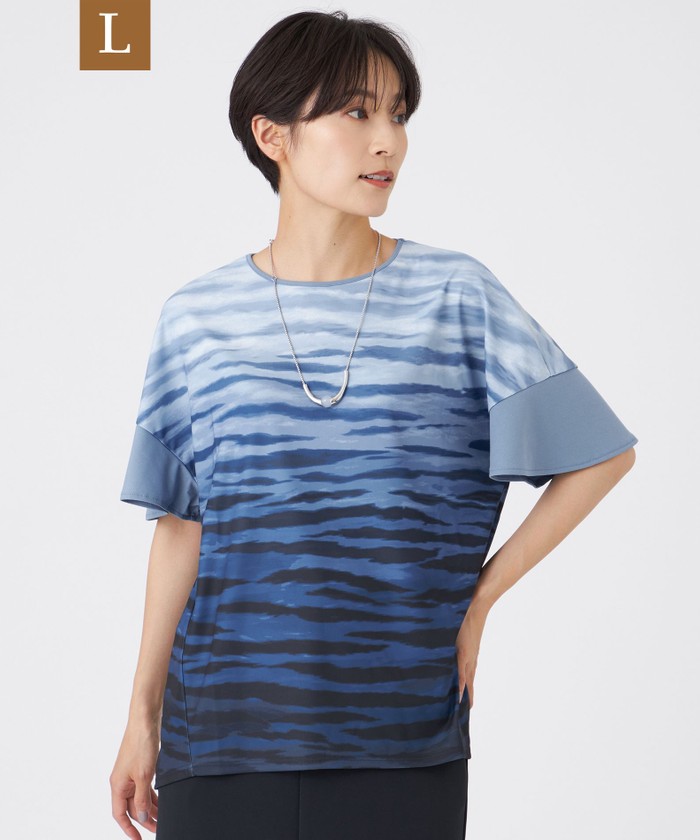 新品タグ付き クリツィア トップス MからL ブルー系｜カットソー・Tシャツ｜EVEX by KRIZIA(Lサイズ
