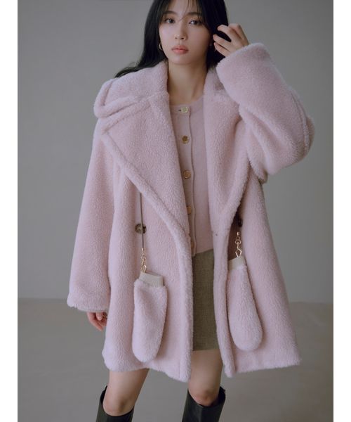 nanachi✱　レア　ヘリンボーンミドルコート ECOPELボアミドルコート(508378475)｜阪急百貨店公式通販サイト