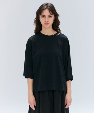 【洗える】S.BABILA / スリットネックオーバーサイズTシャツ