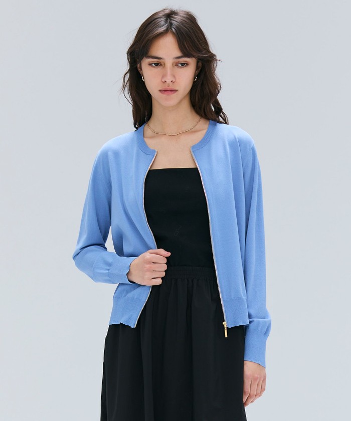 BEIGE 【洗える】NADIA / レザーラインジップカーディガン SKY 4 BEIGE 【洗える】NADIA / レザーラインジップカーディガン SKY 4