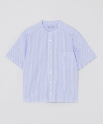 GREY LABEL ストライプバンドカラーショートスリーブシャツ