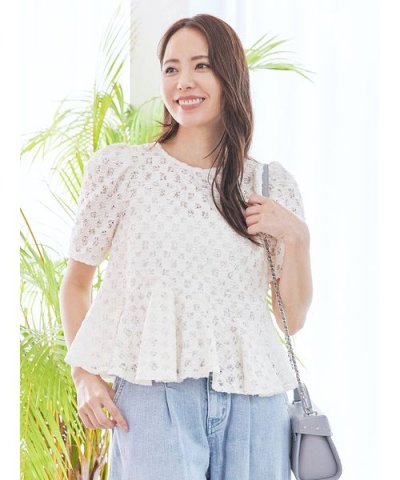 ブラッシュドレースペプラムトップス