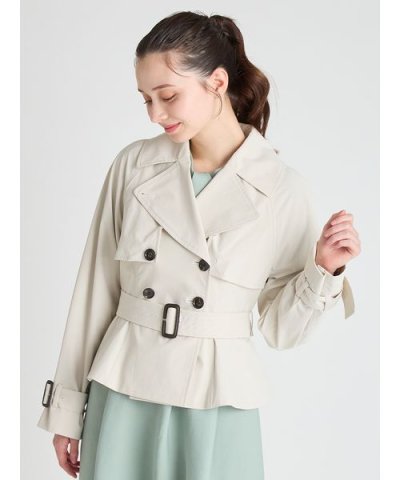 ペプラムトレンチショートコート