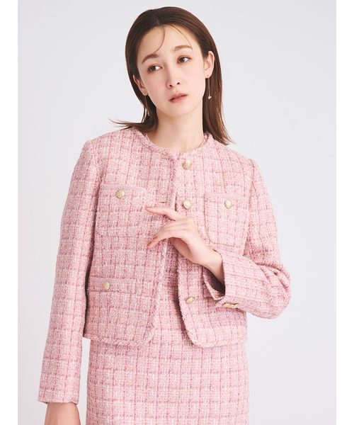 ツイード シングルジャケット r-3978 ロービングツイードクルーネックジャケット | allureville