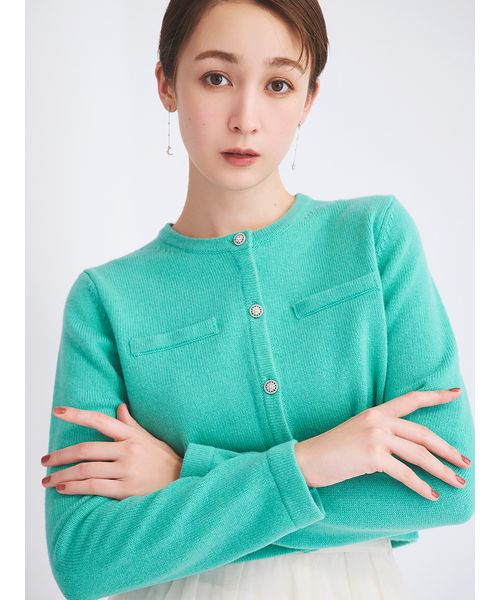 カーディガン SUPER FINE MERINO WOOLビジュー釦カーディガン レディース SUPER FINE MERINO WOOLビジュー釦カーディガン(508381635