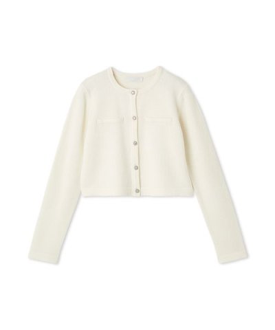 SUPER FINE MERINO WOOLビジュー釦カーディガン
