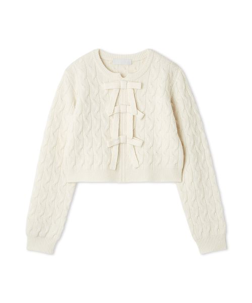 リボンモチーフケーブルニットプルオーバー(508381645)｜阪急百貨店