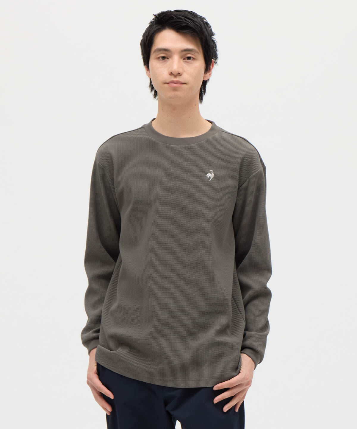 lecoqsportif(ings) ルコックスポルティフ le coq sportif ヘランカワッフル長袖Tシャツ グレー XO lecoqsportif(ings) ルコックスポルティフ le coq sportif ヘランカワッフル長袖Tシャツ グレー XO