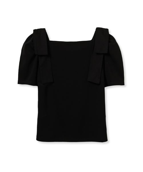 tシャツ ショルダーリボンハーフスリーブカットトップス レディース ショルダーリボンハーフスリーブカットトップス(508383950