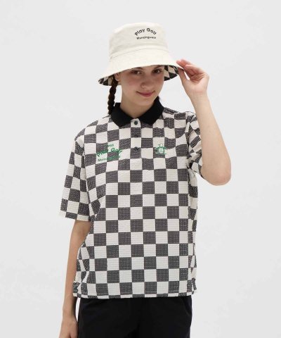 マンシングウェア Munsingwear ストレッチブロック柄外出し半袖ポロシャ