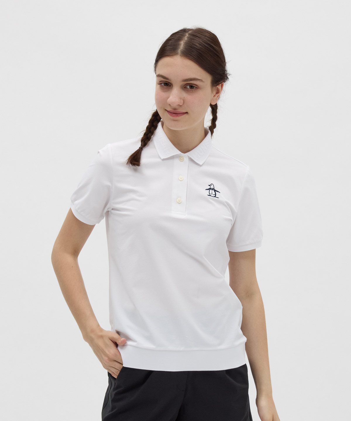 Munsingwear(ings) マンシングウェア Munsingwear 吸汗速乾 衿ロゴジャガード半袖ポロシャ ホワイト L Munsingwear(ings) マンシングウェア Munsingwear 吸汗速乾 衿ロゴジャガード半袖ポロシャ ホワイト L