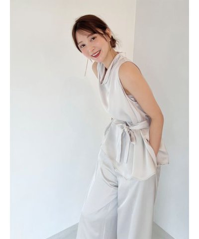 タイ付きサテンチュニック