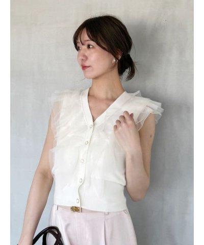 Sustainableチュールフリルニットプルオーバー