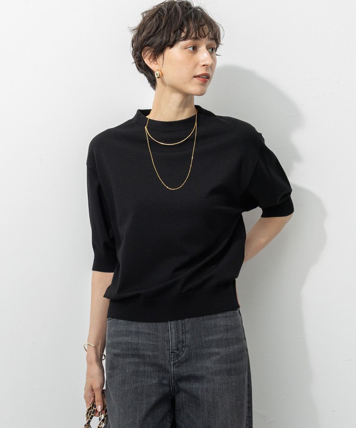 【美品】Hankyu/Vネックニットトップス/ワンポイント/黒/ブラック ブラック系｜ニット・セーター｜23区 (Lサイズ)(ニジュウサンク