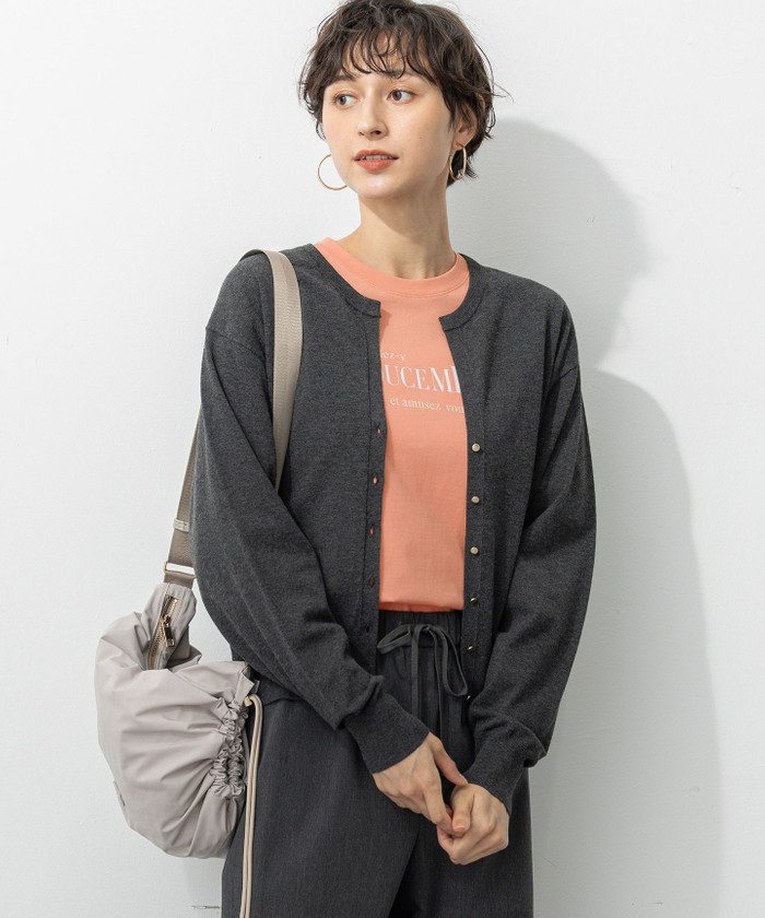 CRANK グレー 長袖カーディガン CRANK（クランク）の「韓国ブランド CRANK クランク METAL LOGO