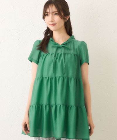 ボイルワッシャーティアード　チュニックブラウス