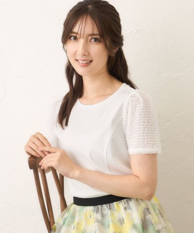 コマフリル カットソーコンビプルオーバー