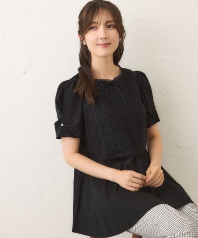 コマフリル カットソーコンビチュニック