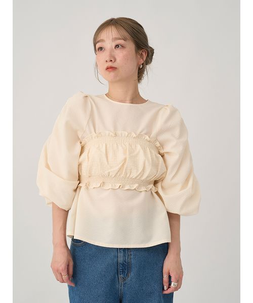 emmi シアーストライプシャツ ホワイト emmi エミ シアーストライプ