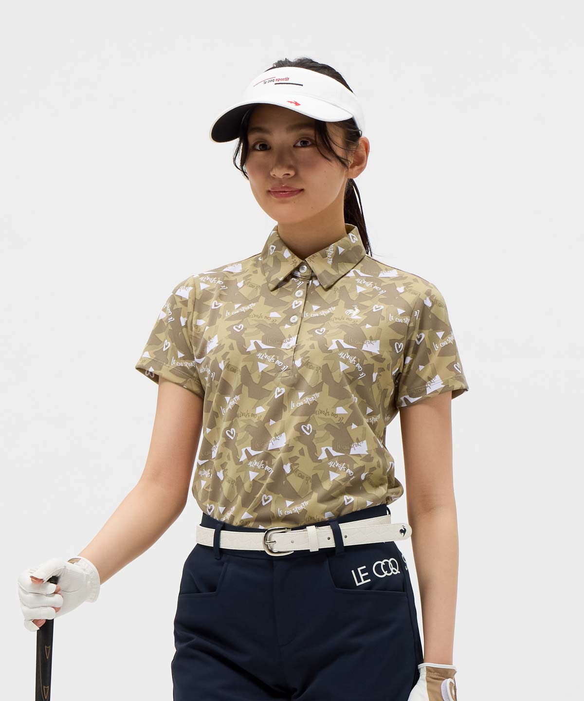 lecoqsportifgolf ルコックスポルティフ ゴルフ le coq sportif golf 総柄半袖シ ベージュ LL lecoqsportifgolf ルコックスポルティフ ゴルフ le coq sportif golf 総柄半袖シ ベージュ LL