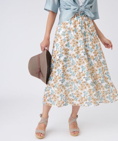 【ウォッシャブル】フラワープリントスカート