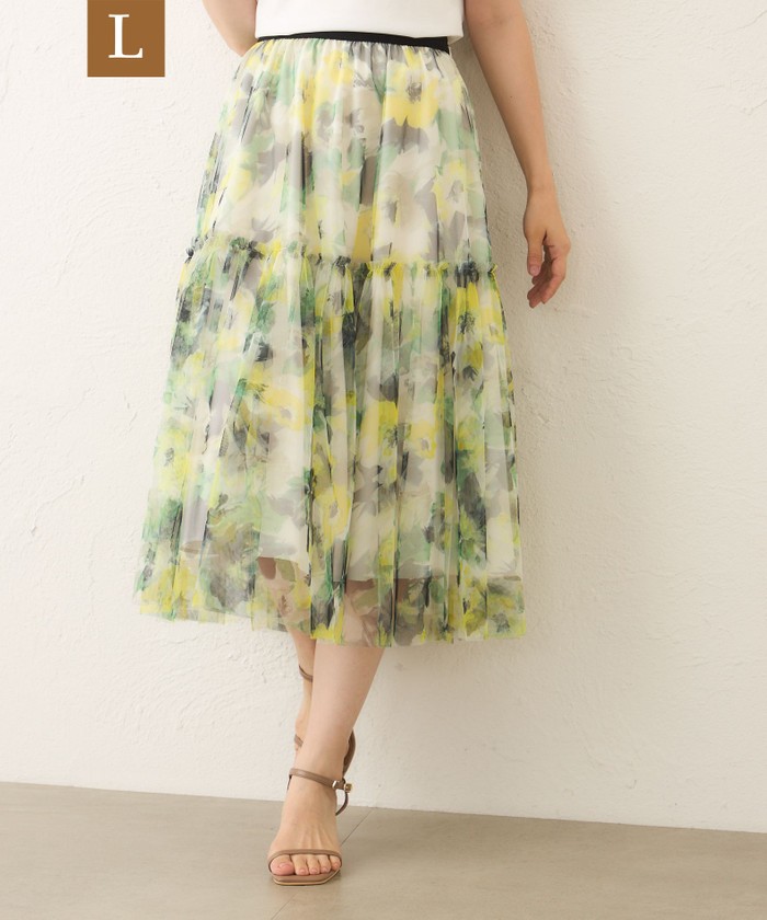 TO BE CHIC スカート　スワロフスキー フラワープリント スカート(スカート)｜TO BE CHIC(トゥー ビー