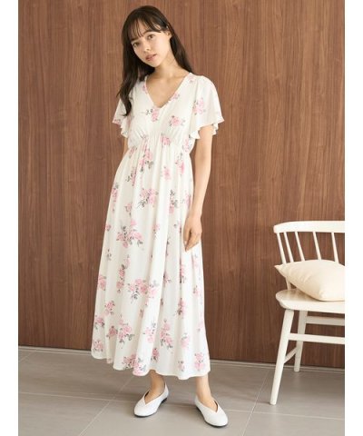 中花柄カップインワンピース